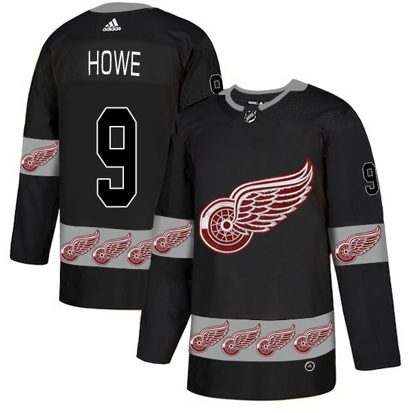 Men Detroit Red Wings #9 Howe Black Adidas Fashion NHL Jersey